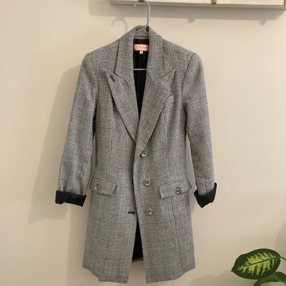 Plaid houndstooth blazer dress